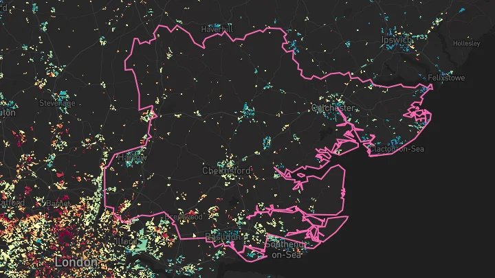 House price heatmap showing property values across Essex