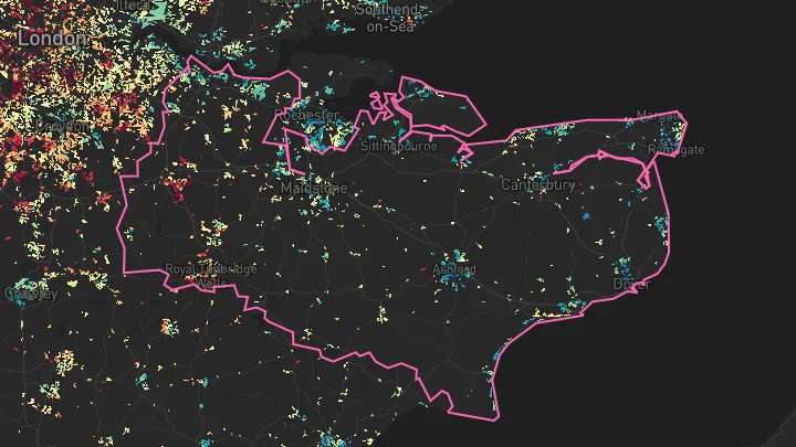 House price heatmap showing property values across Kent