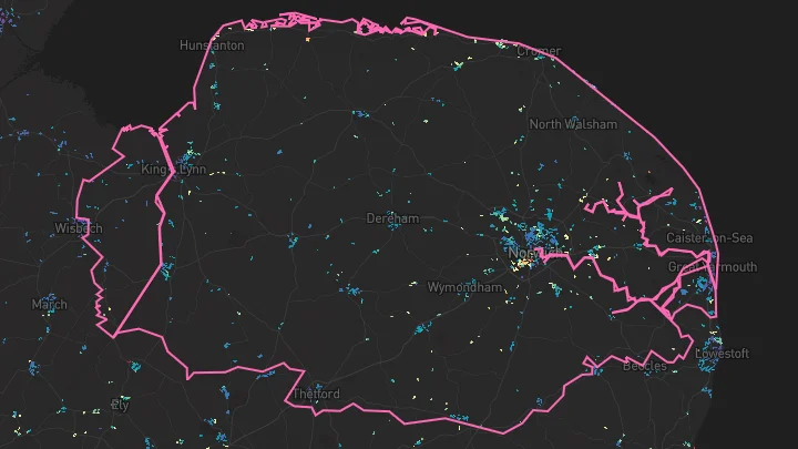 House price heatmap showing property values across Norfolk