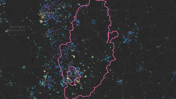 House price heatmap showing property values across Nottinghamshire