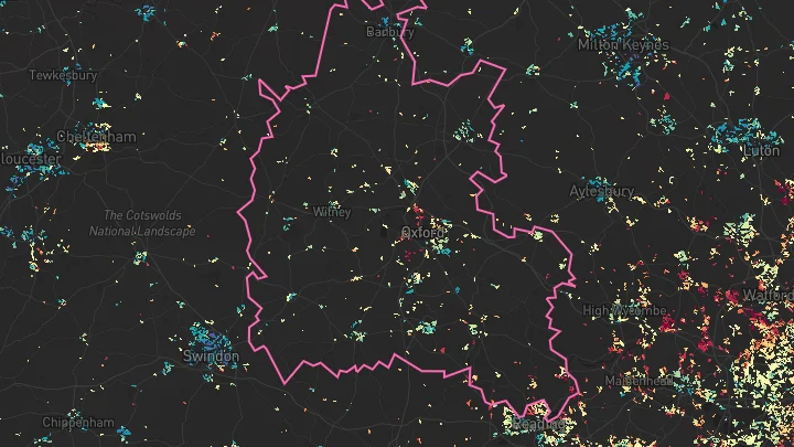 House price heatmap showing property values across Oxfordshire