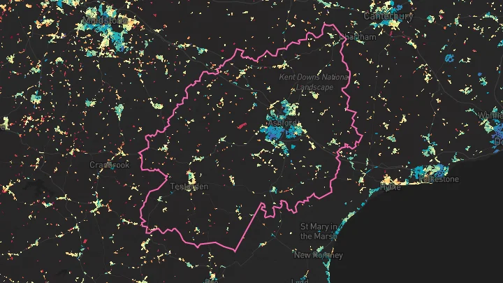 House price heatmap showing property values across Ashford