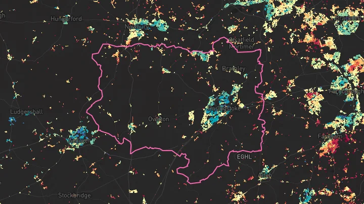 House price heatmap showing property values across Basingstoke and Deane