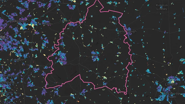 House price heatmap showing property values across Bassetlaw