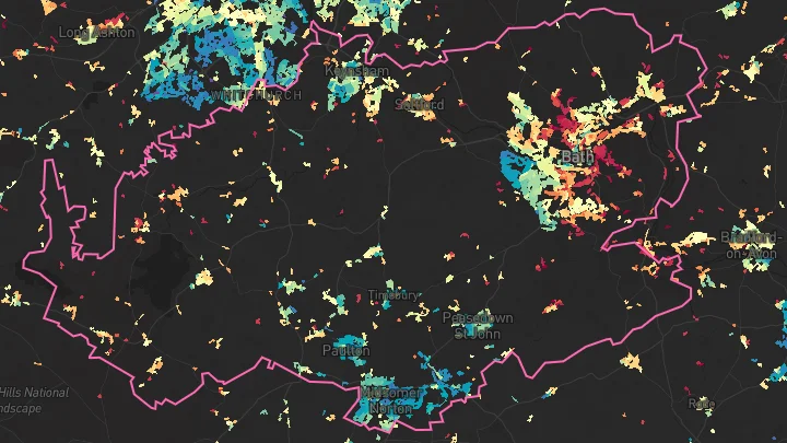 House price heatmap showing property values across Bath and North East Somerset