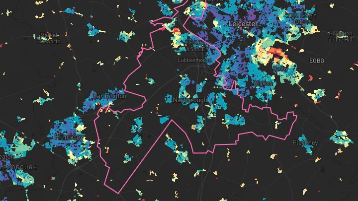 House price heatmap showing property values across Blaby