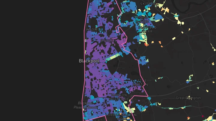 House price heatmap showing property values across Blackpool