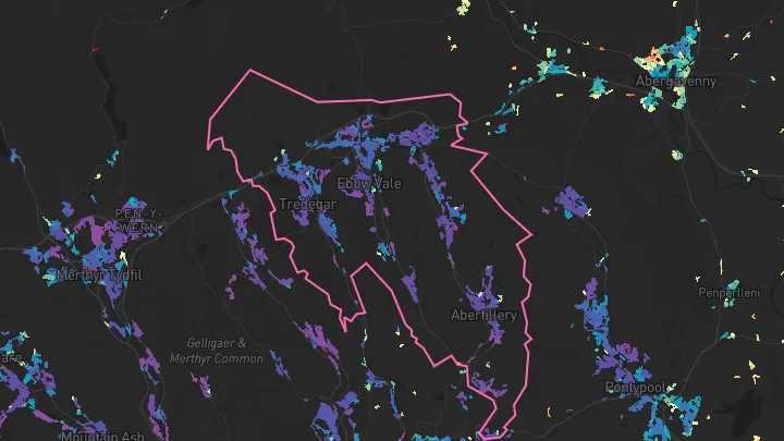 House price heatmap showing property values across Blaenau Gwent