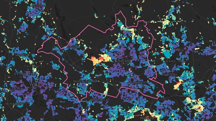 House price heatmap showing property values across Bolton