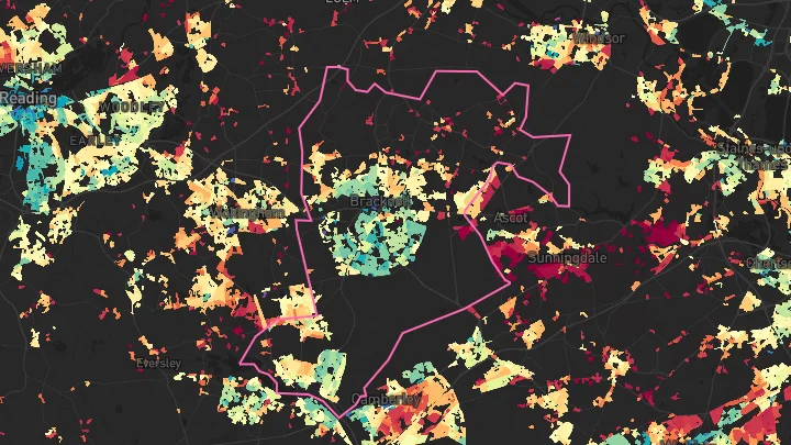House price heatmap showing property values across Bracknell Forest
