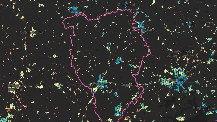House price heatmap showing property values across Braintree