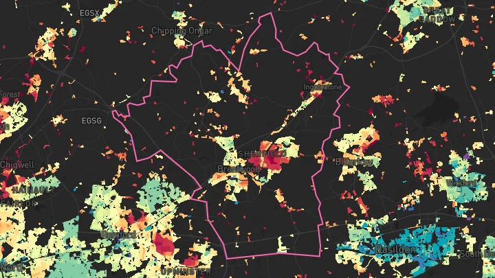 House price heatmap showing property values across Brentwood