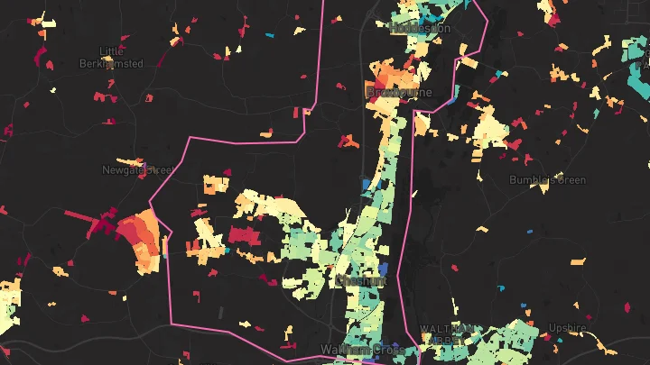 House price heatmap showing property values across Broxbourne