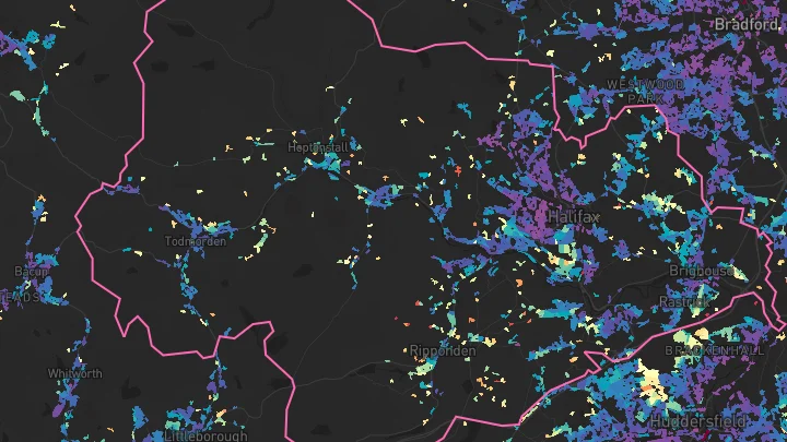 House price heatmap showing property values across Calderdale