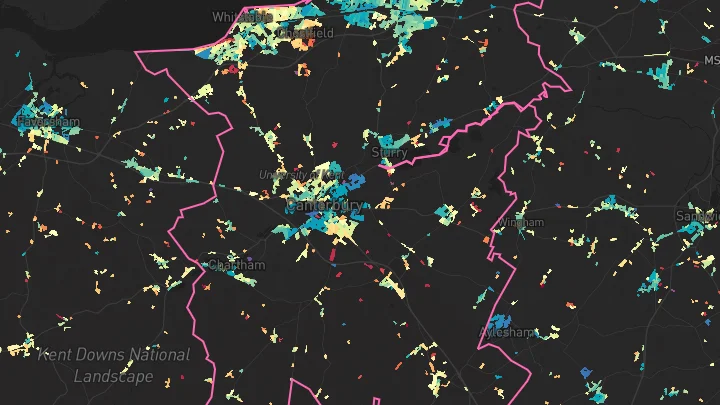 House price heatmap showing property values across Canterbury