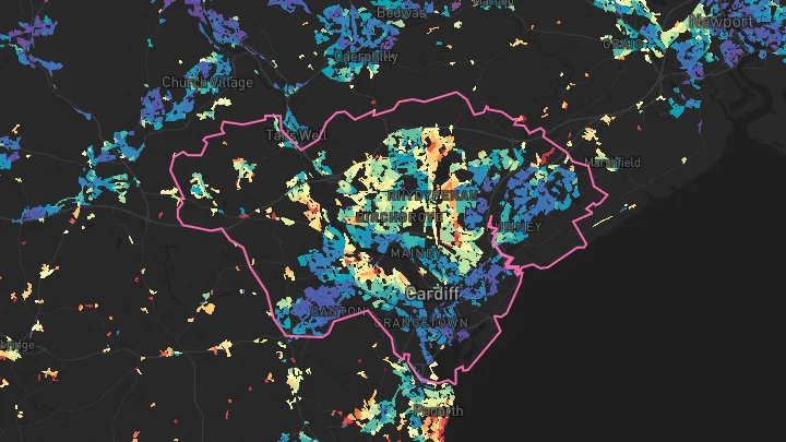 House price heatmap showing property values across Cardiff