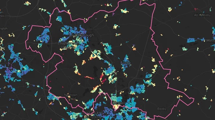 House price heatmap showing property values across Charnwood