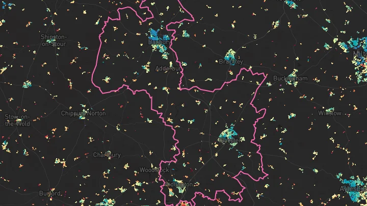 House price heatmap showing property values across Cherwell