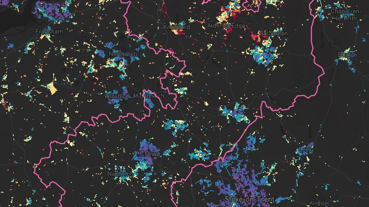 House price heatmap showing property values across Cheshire East