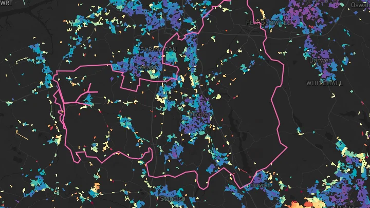 House price heatmap showing property values across Chorley