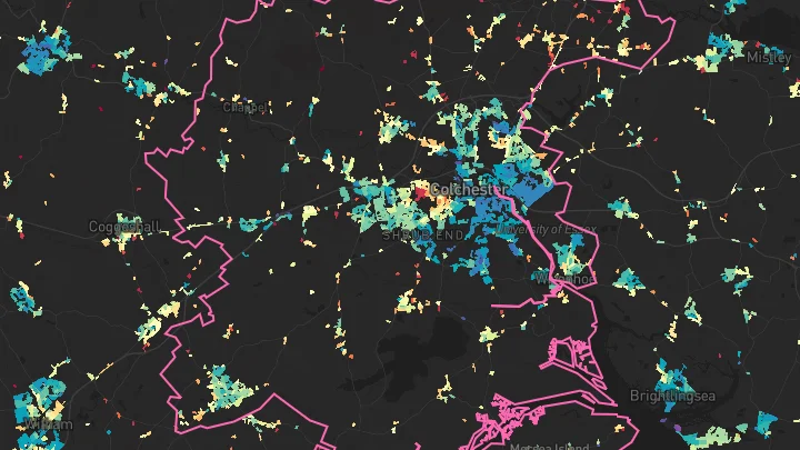 House price heatmap showing property values across Colchester