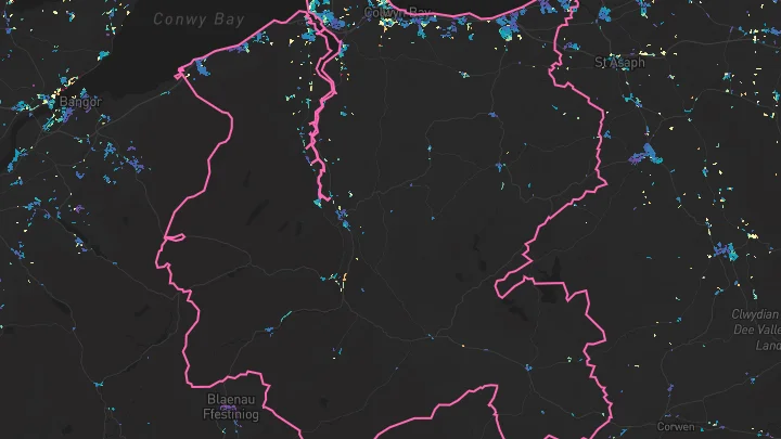 House price heatmap showing property values across Conwy