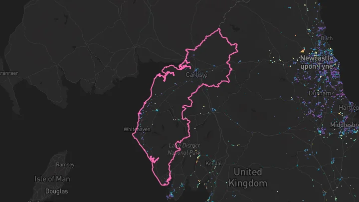 House price heatmap showing property values across Cumberland