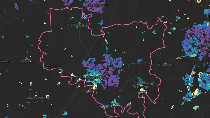 House price heatmap showing property values across Darlington