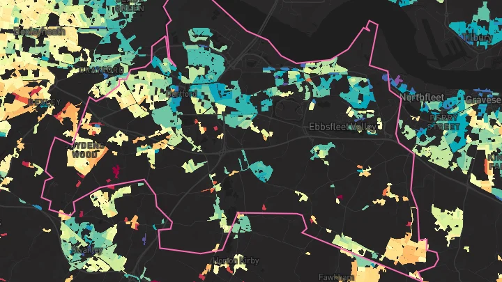 House price heatmap showing property values across Dartford