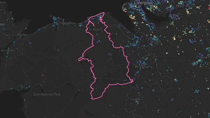 House price heatmap showing property values across Denbighshire