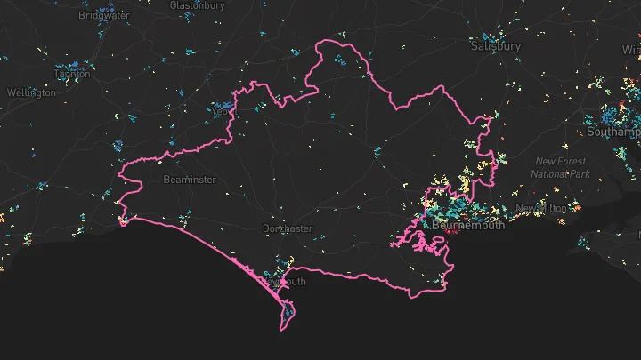 House price heatmap showing property values across Dorset
