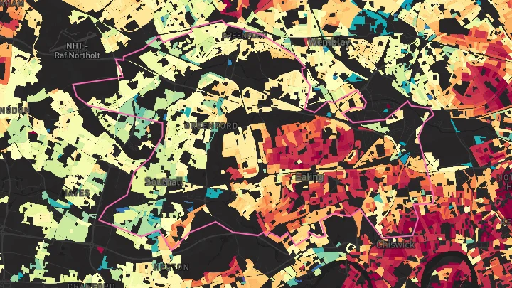 House price heatmap showing property values across Ealing