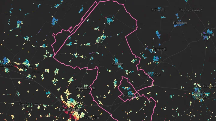 House price heatmap showing property values across East Cambridgeshire