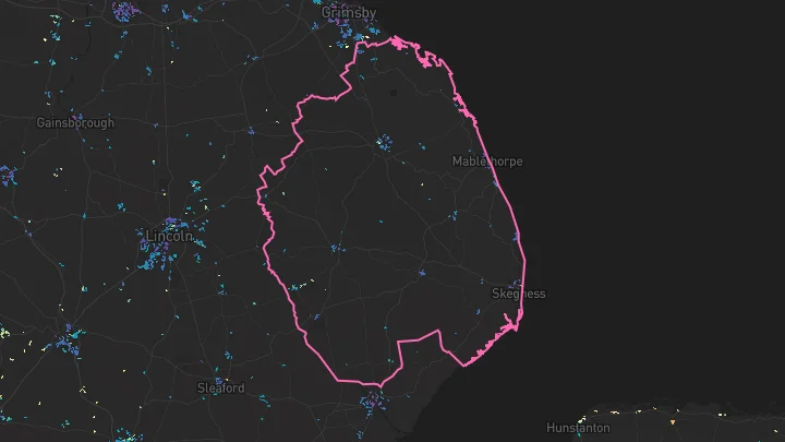House price heatmap showing property values across East Lindsey