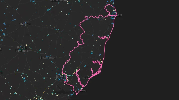 House price heatmap showing property values across East Suffolk