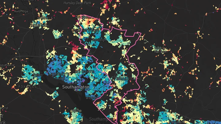 House price heatmap showing property values across Eastleigh