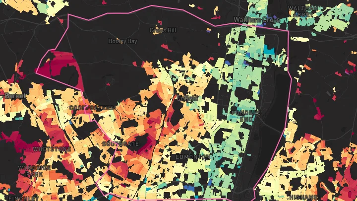 House price heatmap showing property values across Enfield