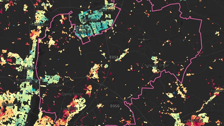 House price heatmap showing property values across Epping Forest