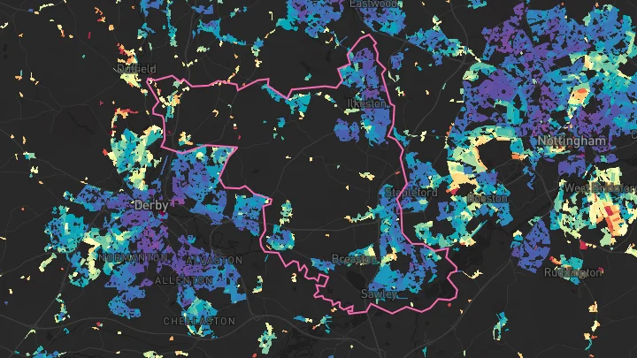 House price heatmap showing property values across Erewash