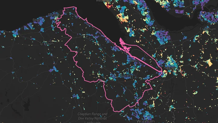 House price heatmap showing property values across Flintshire