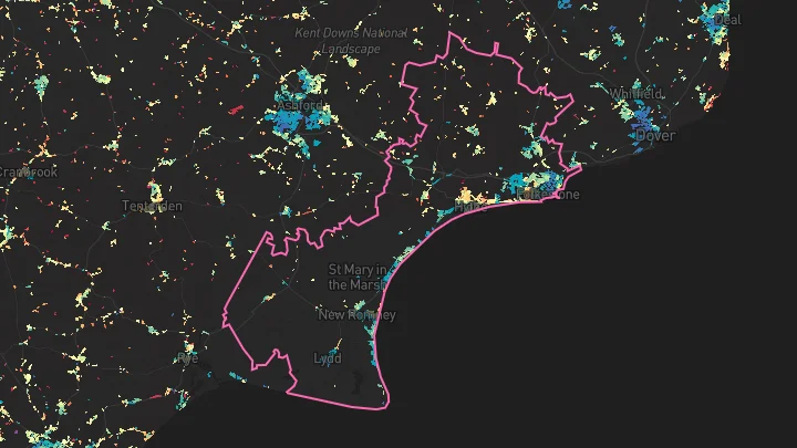 House price heatmap showing property values across Folkestone and Hythe