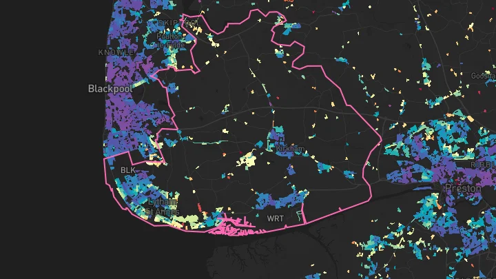 House price heatmap showing property values across Fylde