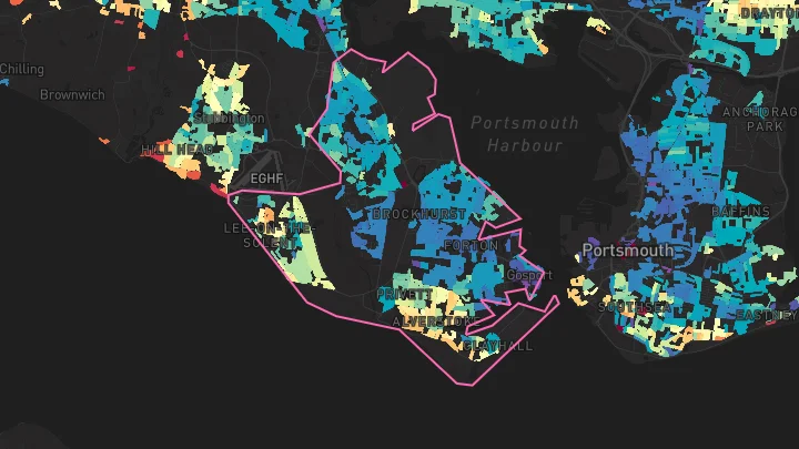 House price heatmap showing property values across Gosport