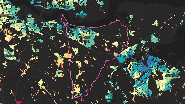 House price heatmap showing property values across Gravesham