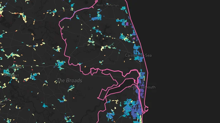 House price heatmap showing property values across Great Yarmouth