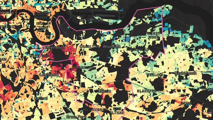 House price heatmap showing property values across Greenwich