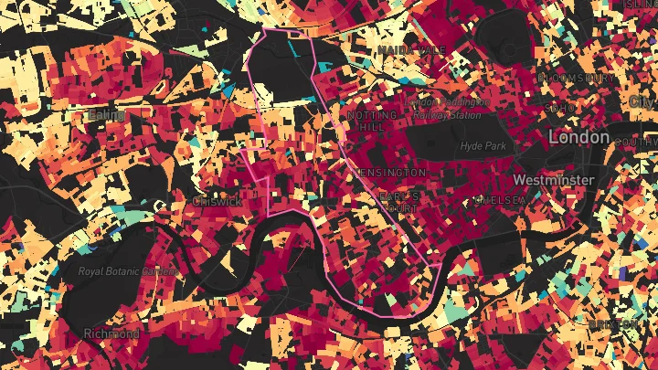 House price heatmap showing property values across Hammersmith and Fulham