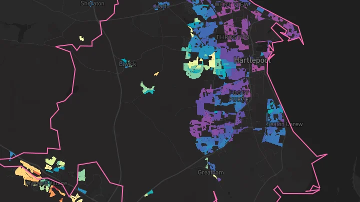 House price heatmap showing property values across Hartlepool