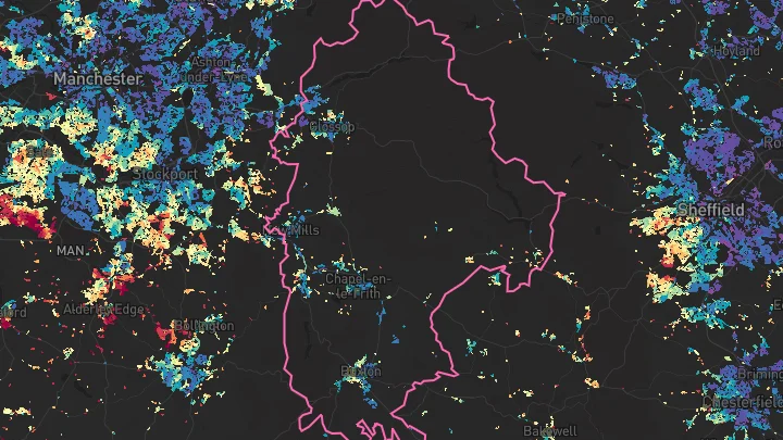 House price heatmap showing property values across High Peak