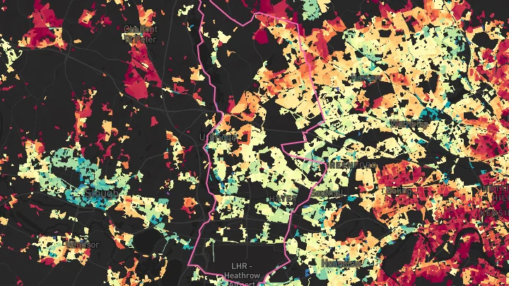 House price heatmap showing property values across Hillingdon